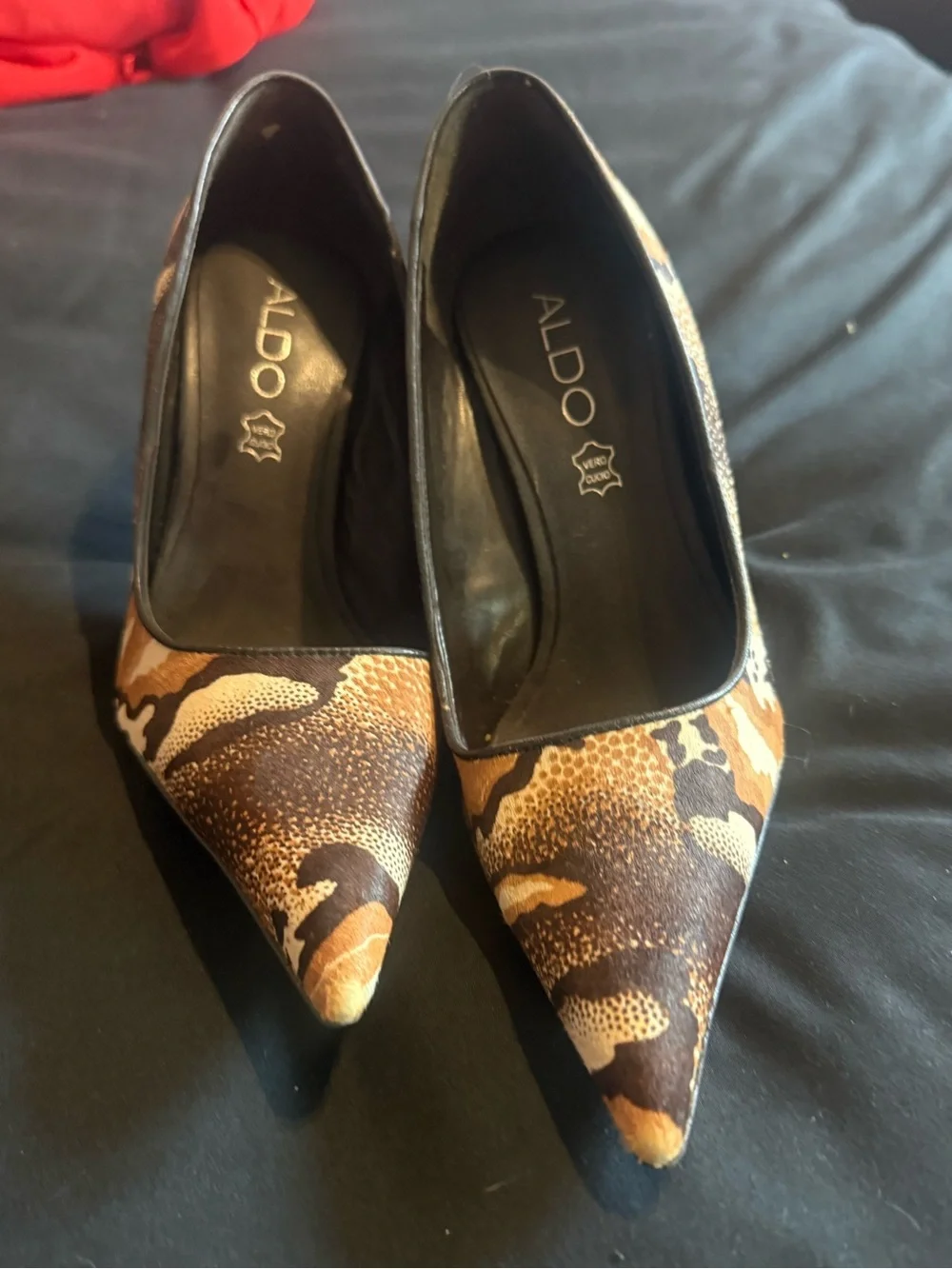 ALDO Brown & Tan Snakeskin-Print Pointed Toe Pumps
